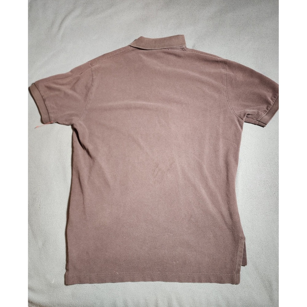 Polo Ralph Lauren T-Shirt Men Medium Brown Short Sleeve Collared Green Pony - Picture 15 of 16